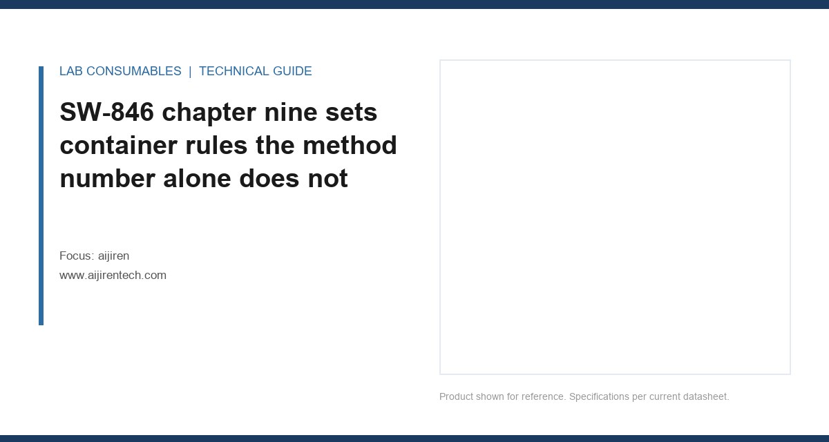 SW-846 chapter nine sets container rules the method number alone does not
